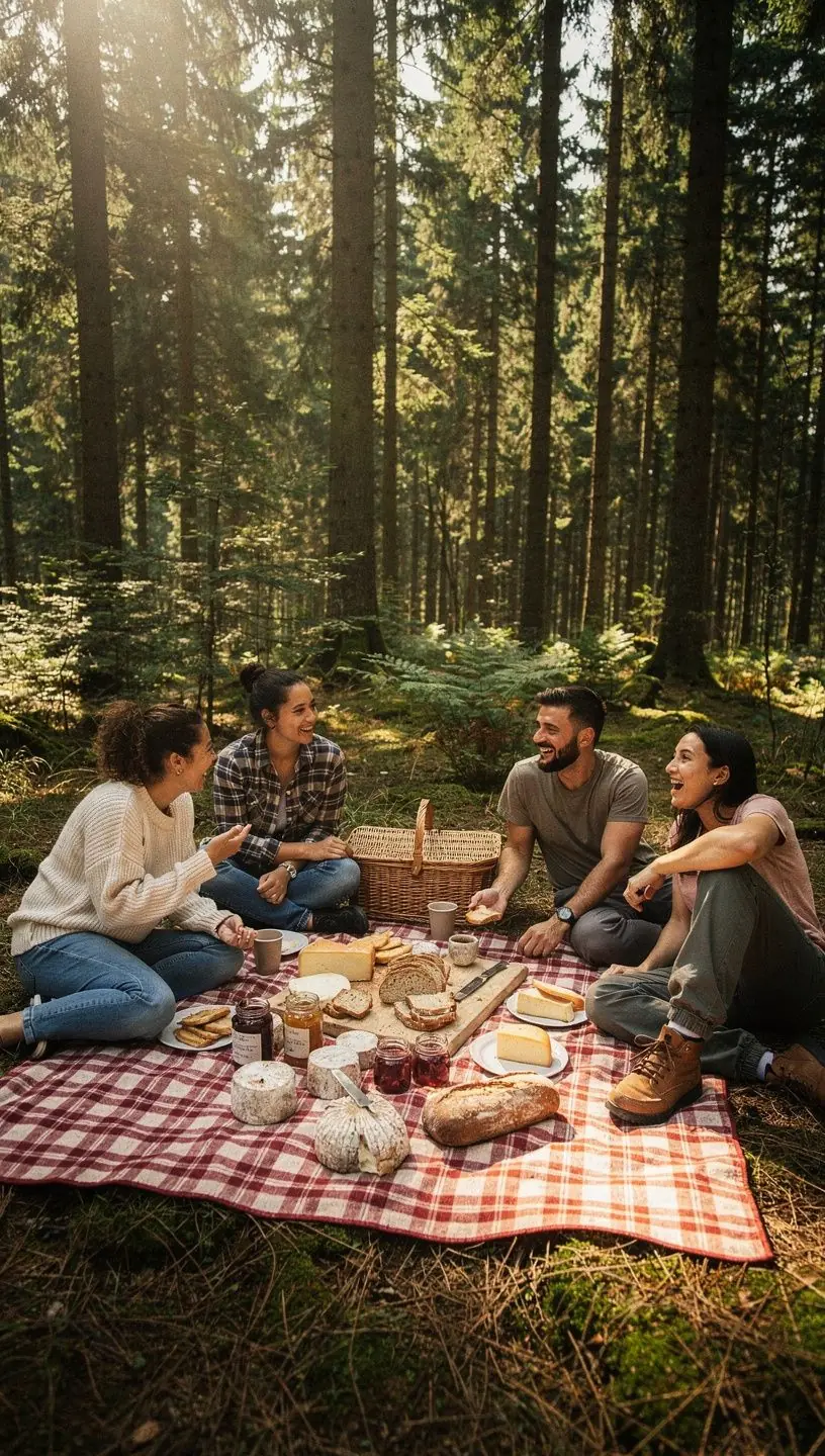 Gemütliche Ferienhütte mit Holzveranda, umgeben von ruhiger Natur und Wiesen